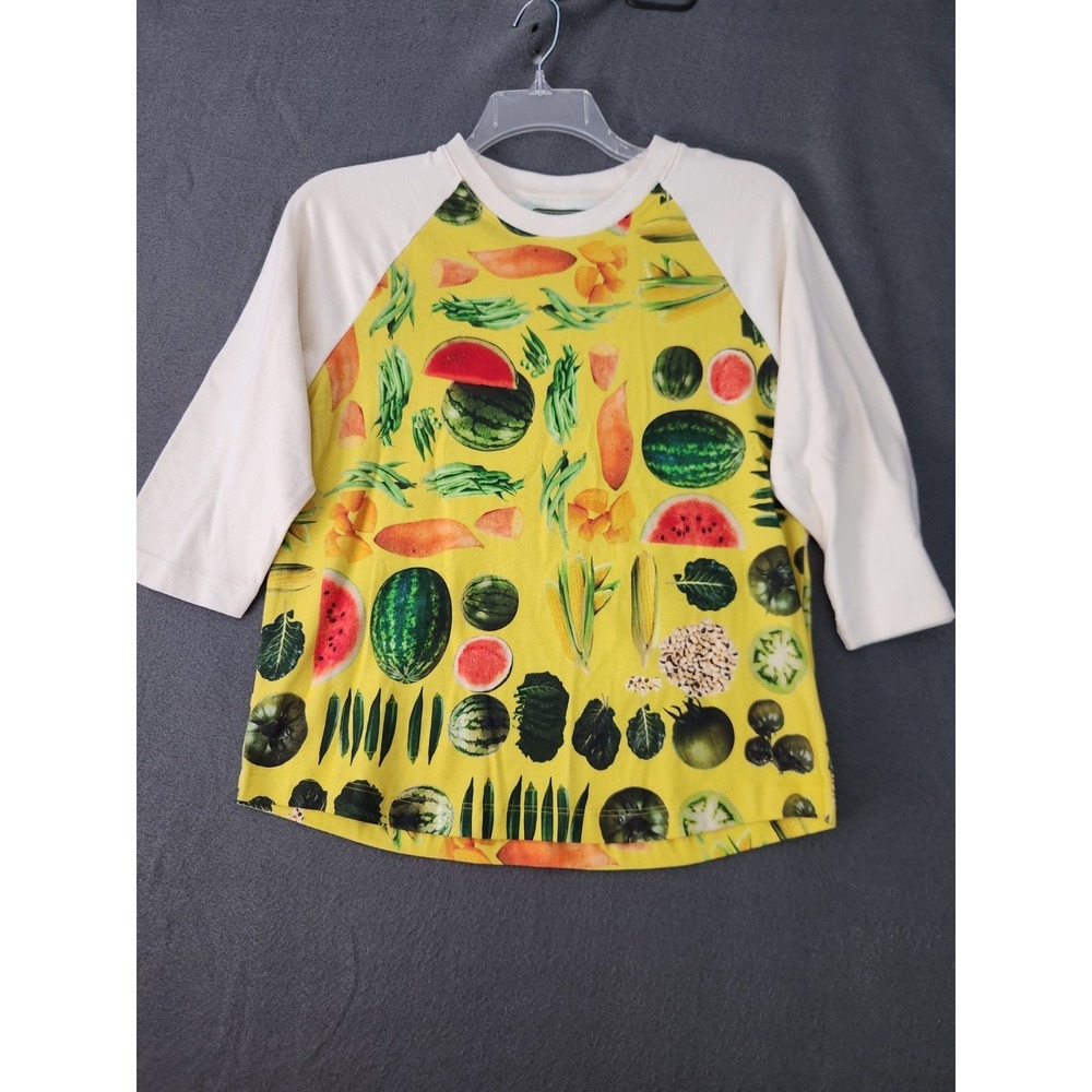 Denim Tears African‎ Diaspora Goods Raglan T-Shirt Yellow Fruit Veggie Sz S NWOT